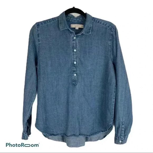 LOFT Soft Denim Color Blouse - Picture 1 of 4